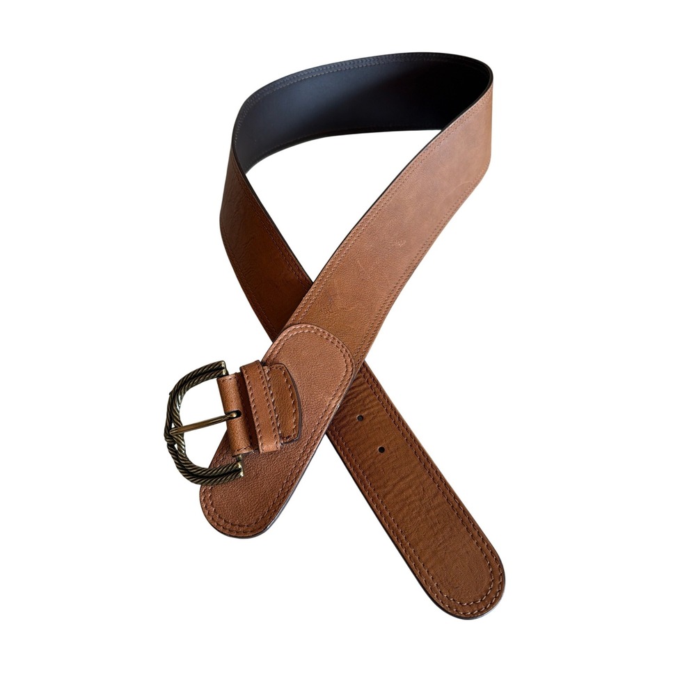 Chico's Belt Brown Genuine Leather Wide Waist Rope Buckle RN79984 Medium